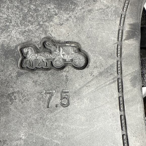 Coach Jeri Black Leather Sandals Size 7.5 Thong Slingback Flat C Logo Buckle - Picture 10 of 10